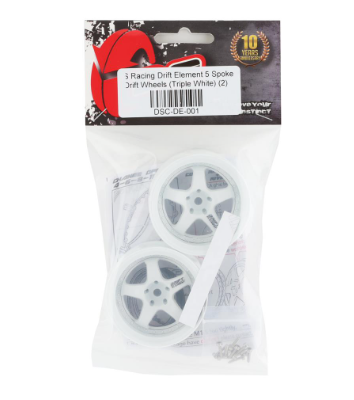 DS Racing Drift Element 5 Spoke Drift Wheels (Triple White) (2) (Adjustable Offset) w/12mm Hex