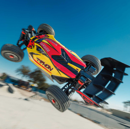 ARRMA 1/8 TYPHON MEGA 665 4X4 RTR Brushed Buggy, Blue , Red , Yellow