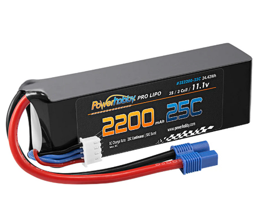 Powerhobby 3S 11.1V 2200mAh 25C Lipo Battery Pack w EC3 Plug