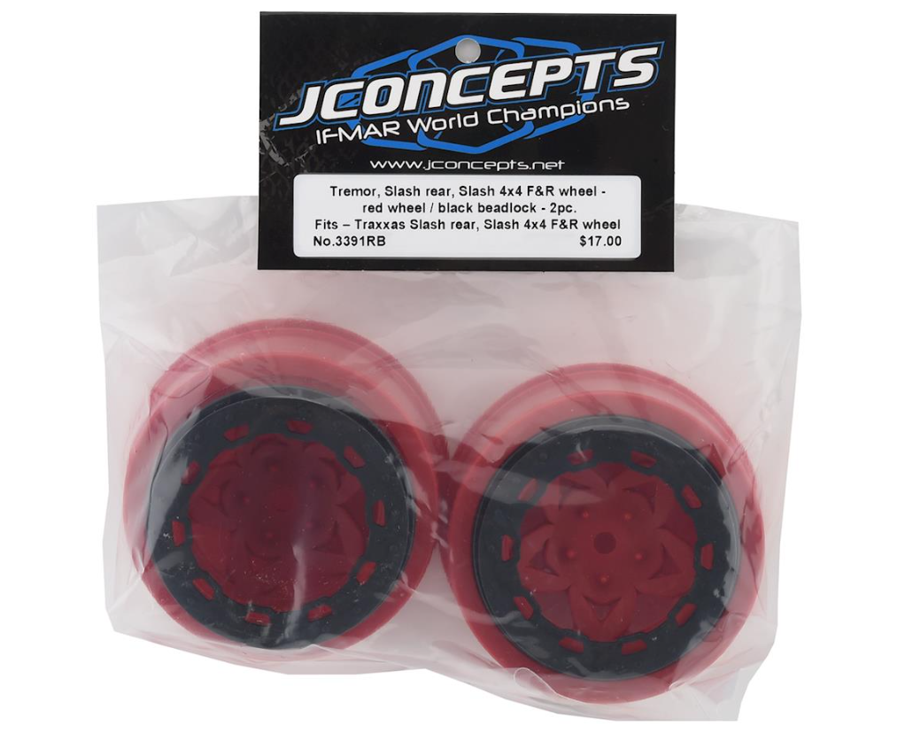 JConcepts 3391RB Tremor Short Course Wheels (Red) (2) (Slash Rear) w/12mm Hex