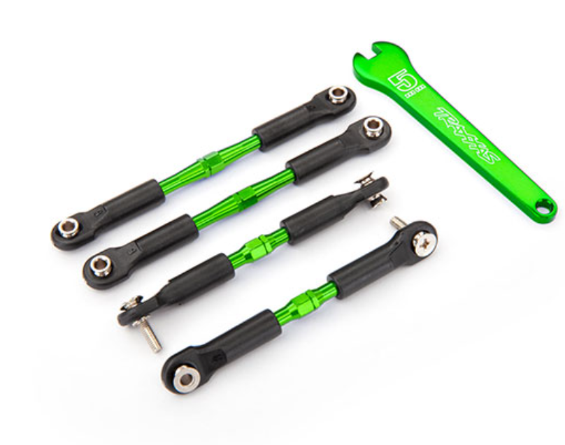 Traxxas 3741G Turnbuckles, aluminum (green-anodized), camber links, front, 39mm (2), rear, 49mm (2)