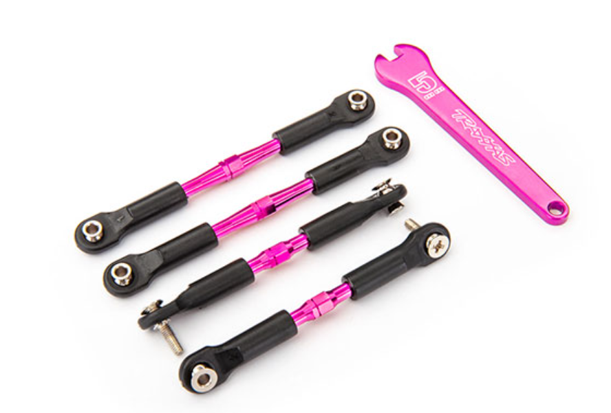 Traxxas 3741P Turnbuckles, aluminum (pink-anodized), camber links, front, 39mm (2), rear, 49mm (2) (assembled w/rod ends &amp; hollow balls)