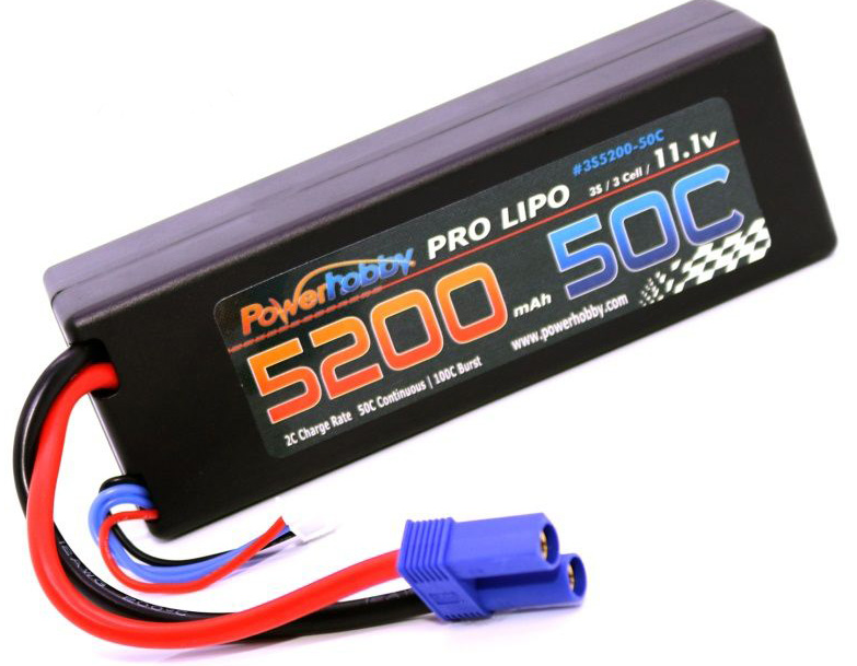 Powerhobby 3S520050CEC5HCS 5200mAh 11.1V 3S 50C Hard Case LiPo Battery with Hardwired EC5 Connector