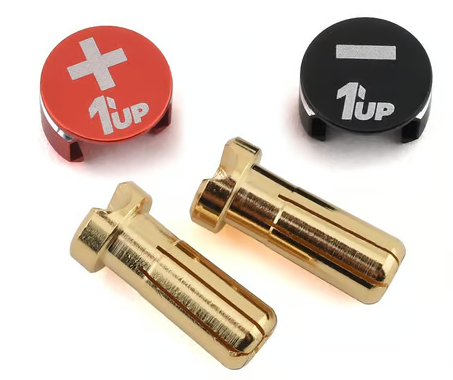 1UP Racing 1UP190432 LowPro Bullet Plug Grips w/5mm Bullets (Black/Red)