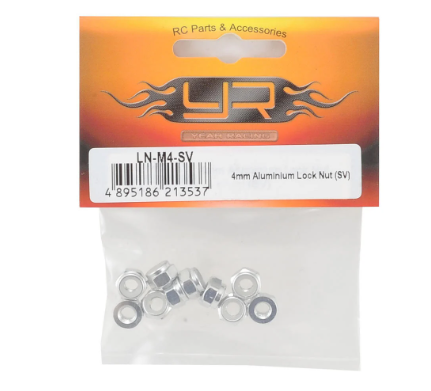 Yeah Racing LN-M4S-BK ÉCROU DE VERROUILLAGE DENTÉ EN ALUMINIUM 4MM 10PCS (BK)