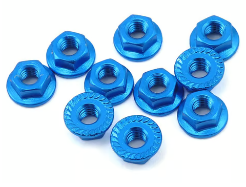 Yeah Racing LN-M4S-LB ÉCROU DE VERROUILLAGE DENTÉ EN ALUMINIUM 4MM 10PCS (LB)