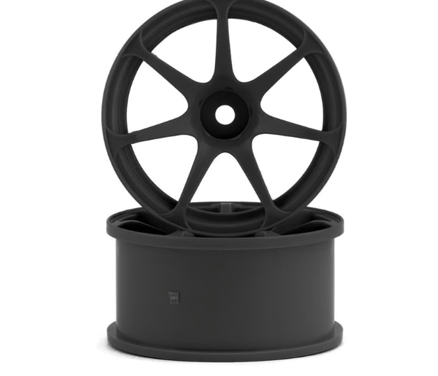 Mikuni AVS Model T7 7-Spoke Drift Wheels (Black) (2) (5mm Offset) w/12mm Hex