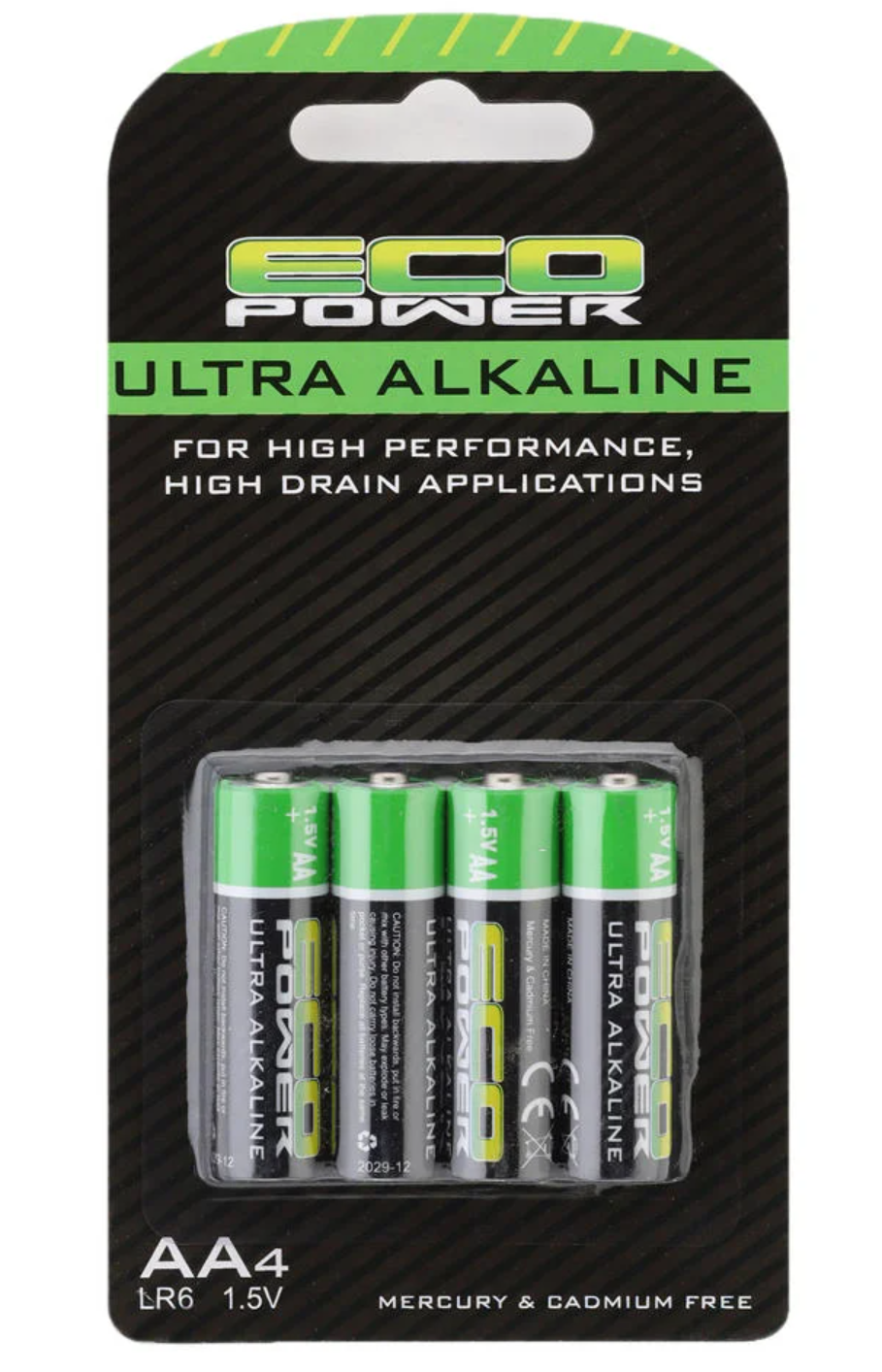 EcoPower ECP-5061 Ultra Alkaline AA Batteries (4) (Mercury & Cadmium Free) ecp-5061