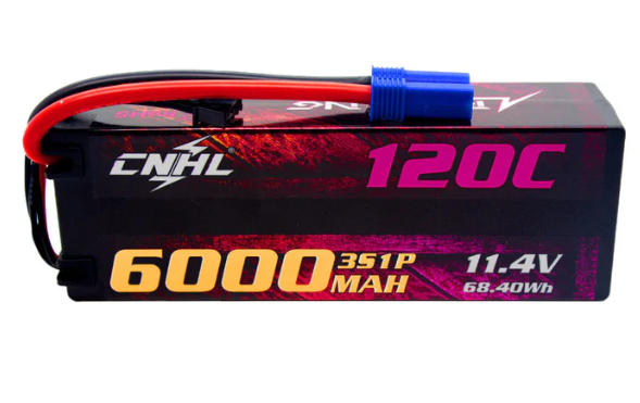 CNHL Racing Series LiHV 6000mAh 11.4V 3S 120C HV Hard Case Lipo Battery with EC5 Plug