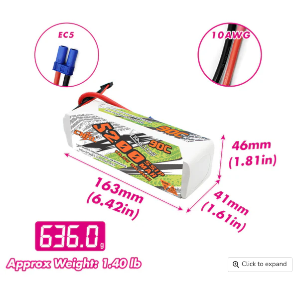 CNHL Racing Series 5200mAh 18.5V 5S 90C Lipo Battery with EC5 Plug