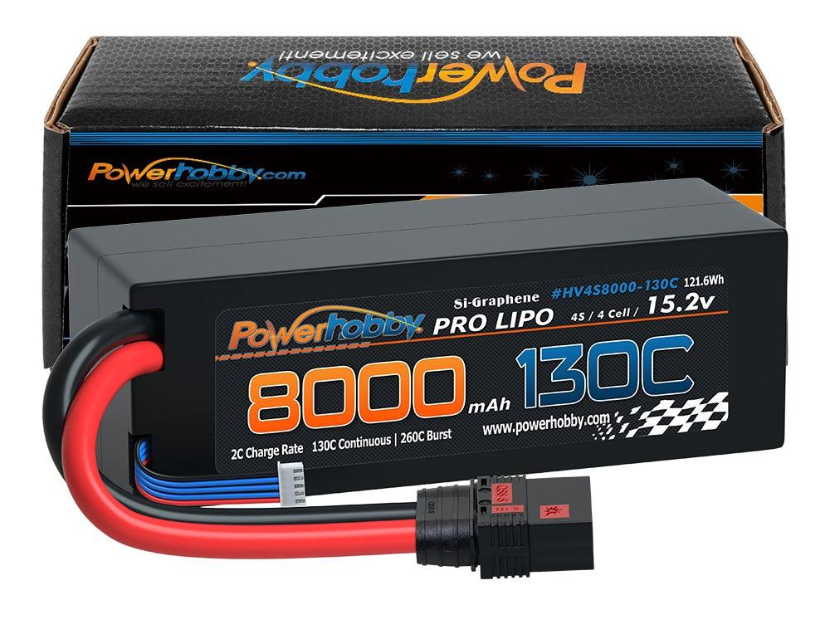 Powerhobby 4s 15.2V 8000MAH 130C HV + GRAPHENE Lipo Battery QS8 Plug Hard Case
