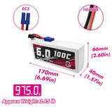 CNHL G+Plus 6000mAh 22.2V 6S 100C Lipo Battery with EC5 Plug