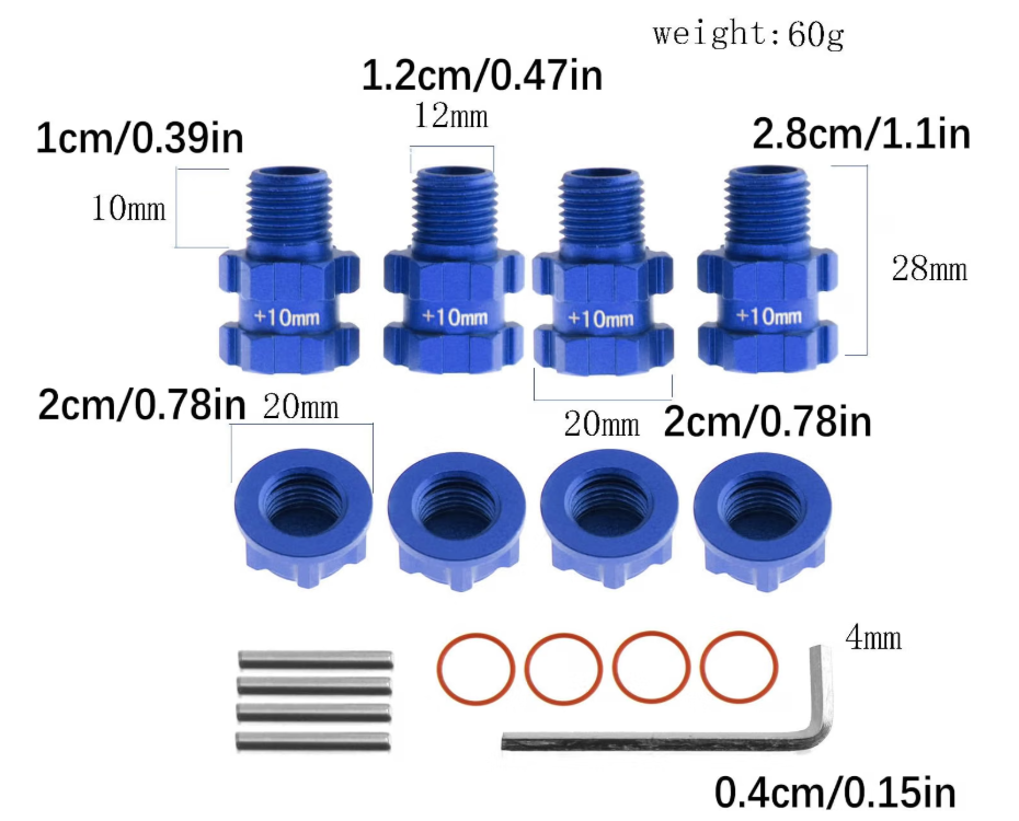 IRonManRc 14mm to 17mm Wheel Hex Hub Adapter for Typhon 4X4 3S 4Pcs Blue