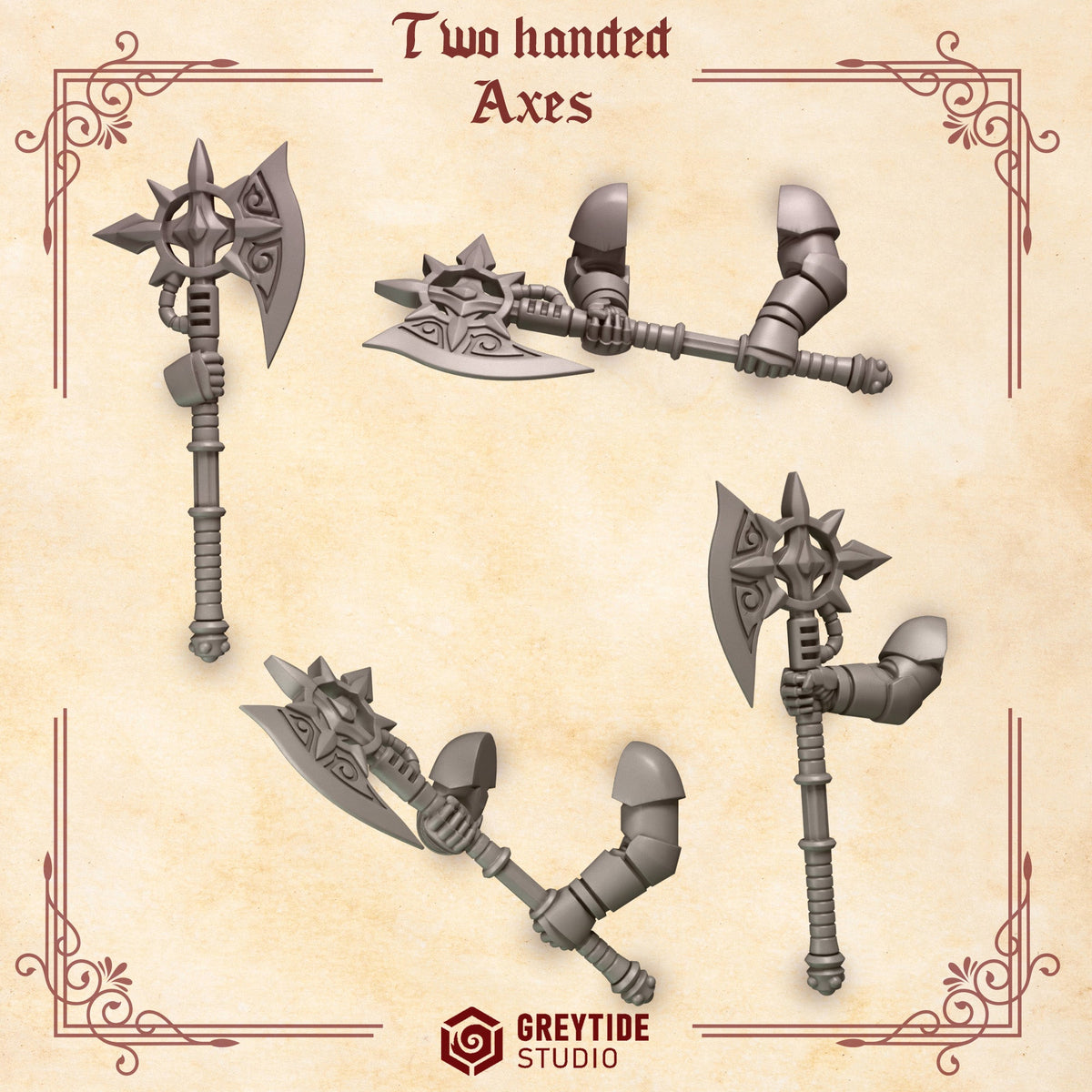3d Printed Crimson Lords 2 Handed Axe Set  by Greytide Studio