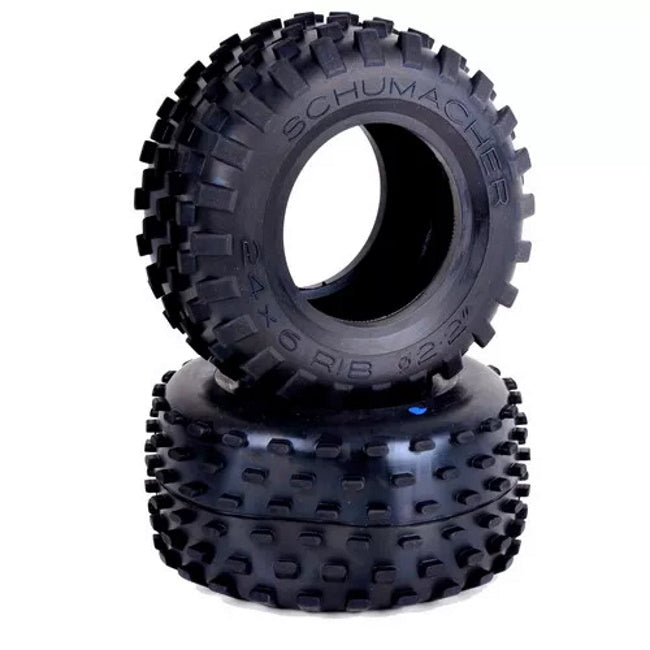 Schumacher U6708 "Stagger Rib" 2.2" 1/10 Truck Front Carpet Tires (2) (Yellow)