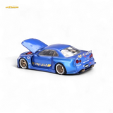 Mini GT x Kaido House Nissan Skyline GT-R R34 V2 Shinjuku Blue 1:64