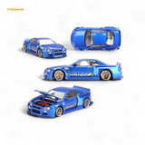 Mini GT x Kaido House Nissan Skyline GT-R R34 V2 Shinjuku Blue 1:64