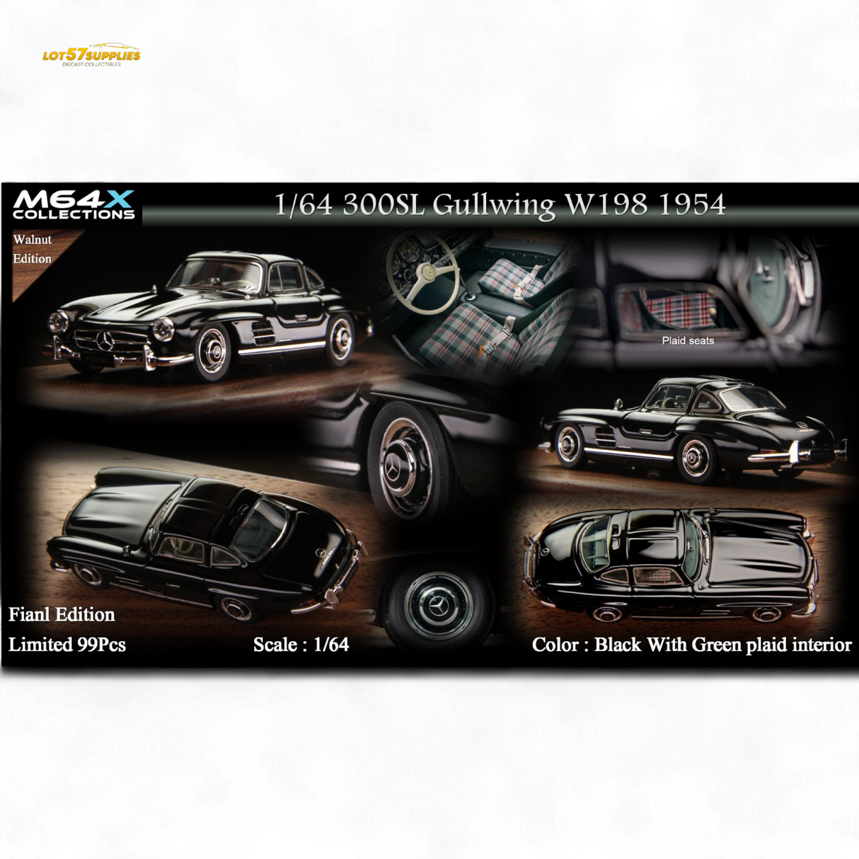 M64X Mercedes-Benz 300SL W198 1954 Final Edition Black 1:64