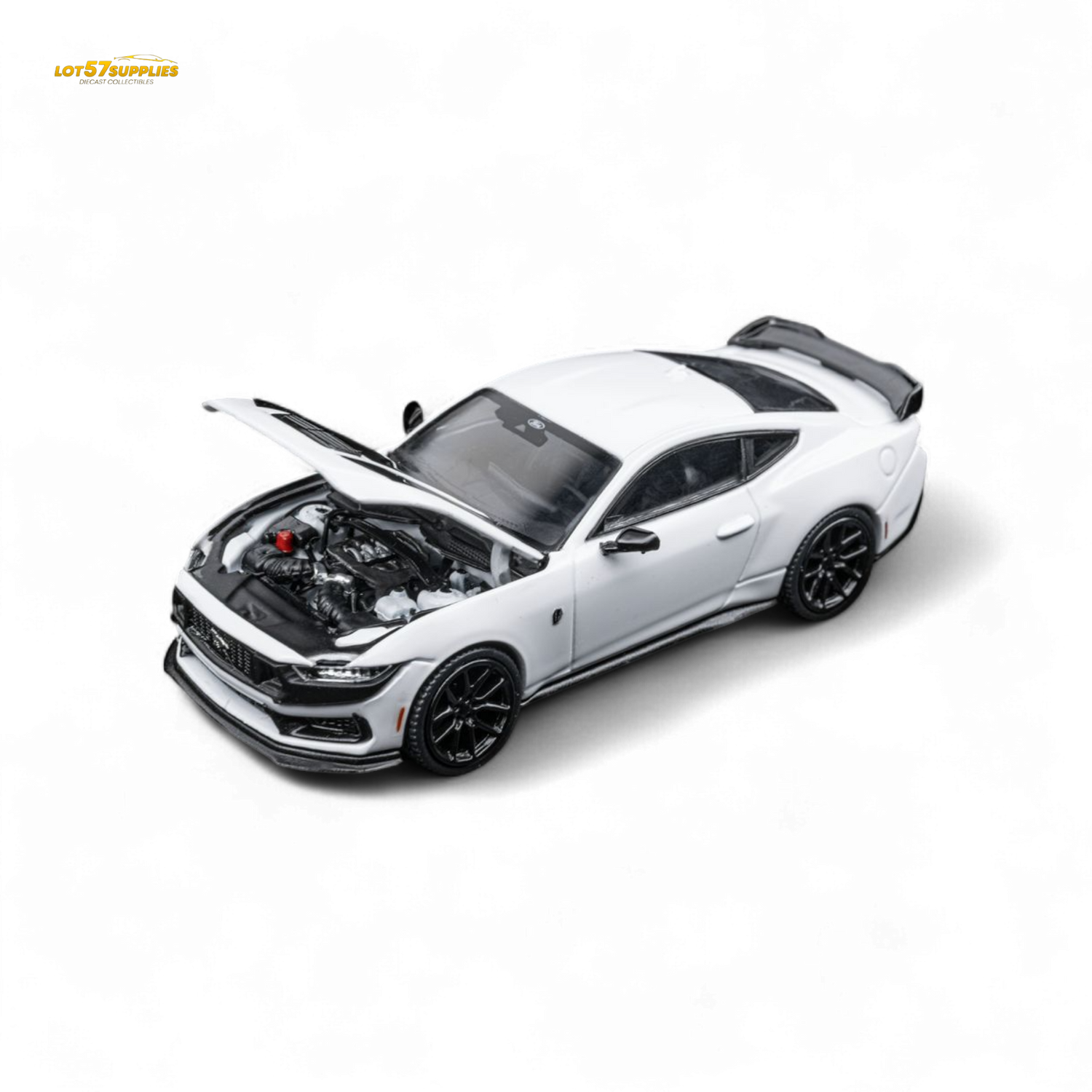 (Pre-Order) DCM Mustang Dark Horse - Crystal White - Black Wheels 1:64