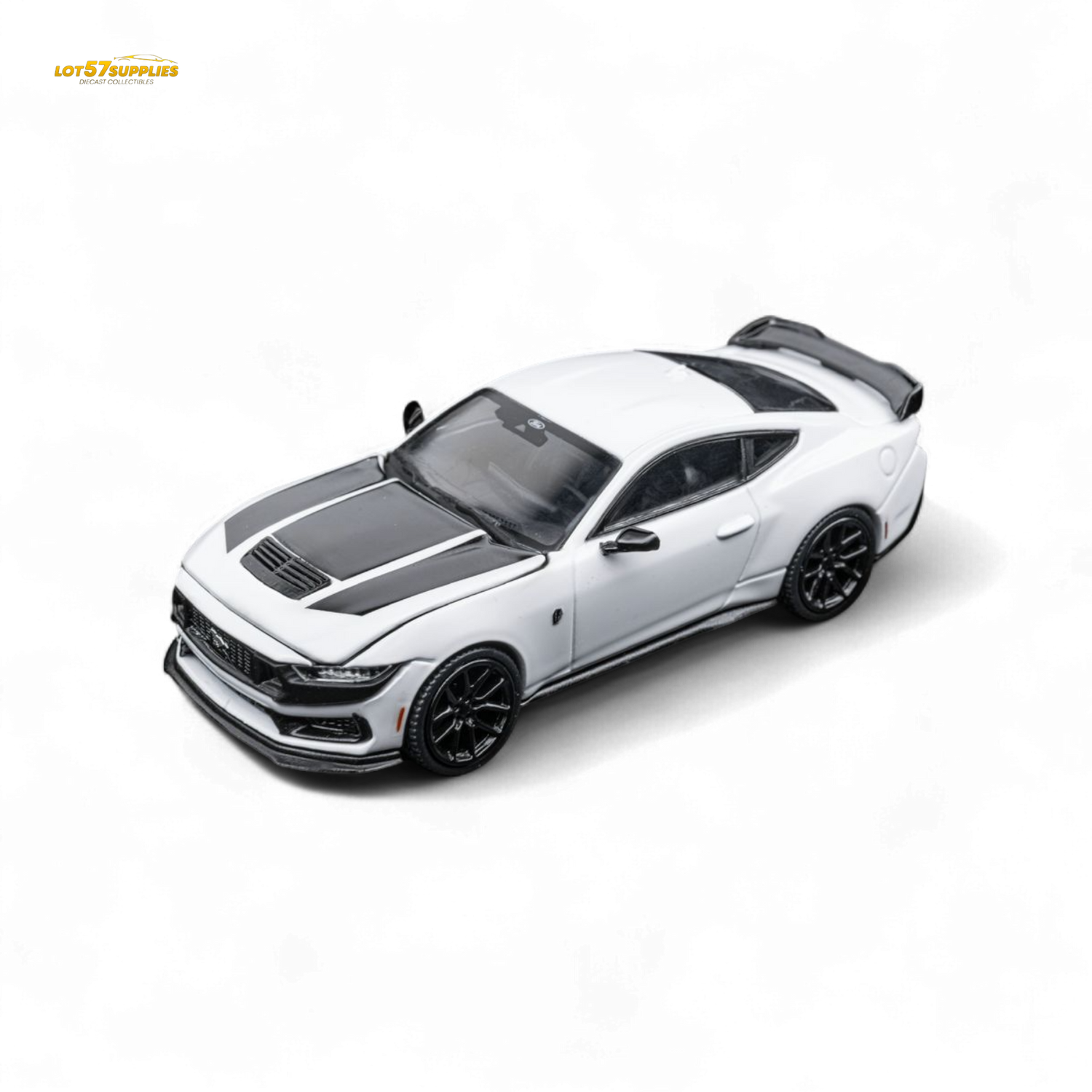 (Pre-Order) DCM Mustang Dark Horse - Crystal White - Black Wheels 1:64