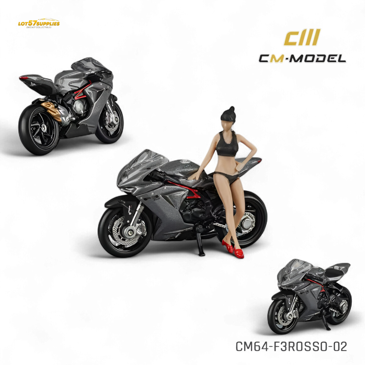 CM Model MV Agusta F3 Rosso - Metallic Gray 1:64