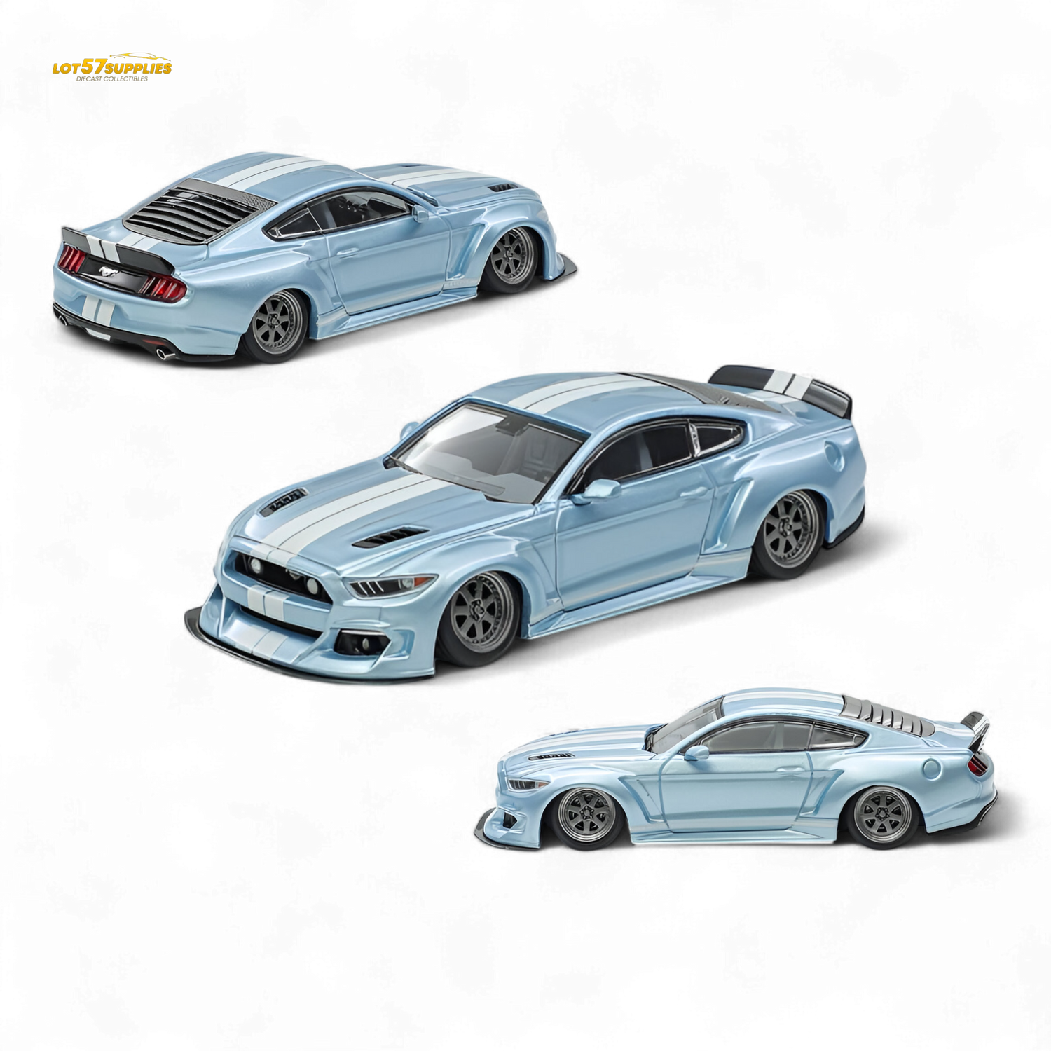 Liberty 64 Mustang Widebody Kit Ice Blue 1:64