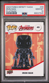 2023 UPPER DECK FUNKO POP MARVEL  IRON MAN PLATINUM #49  PSA 10
