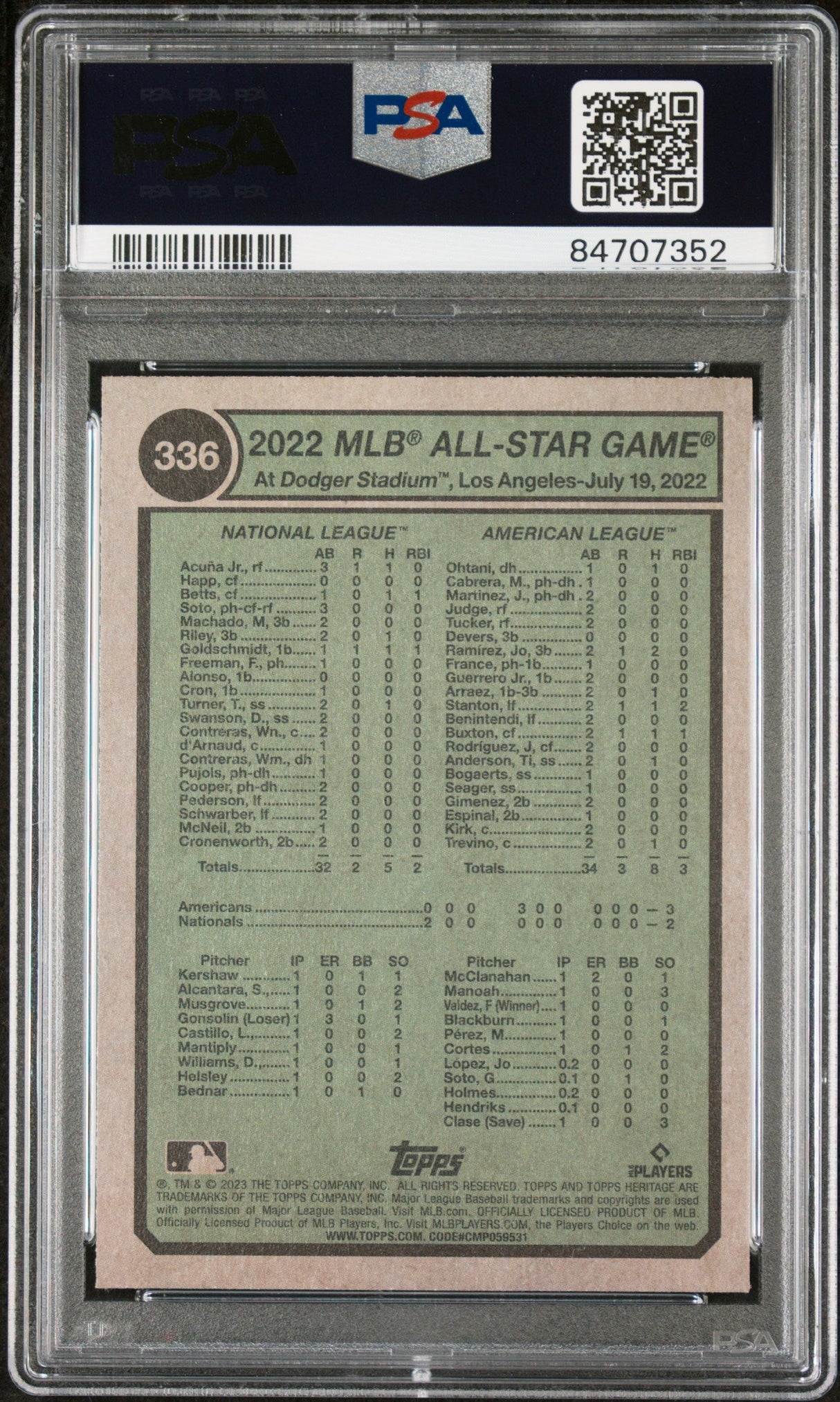 2023 TOPPS HERITAGE ACUNA JR/JUDGE  #336 - PSA 10