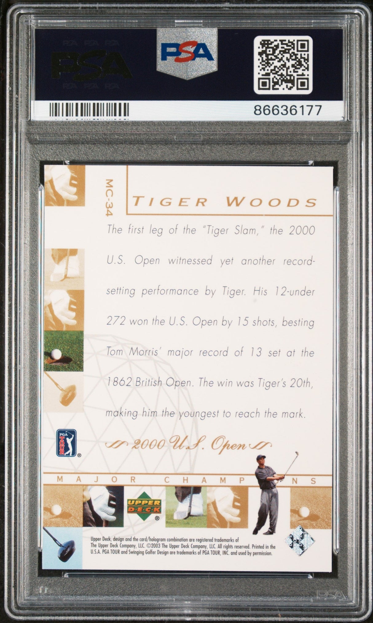 2003 UPPER DECK MAJOR CHAMPIONS TIGER WOODS MAJOR CHAMPIONS #MC-34 - PSA 9