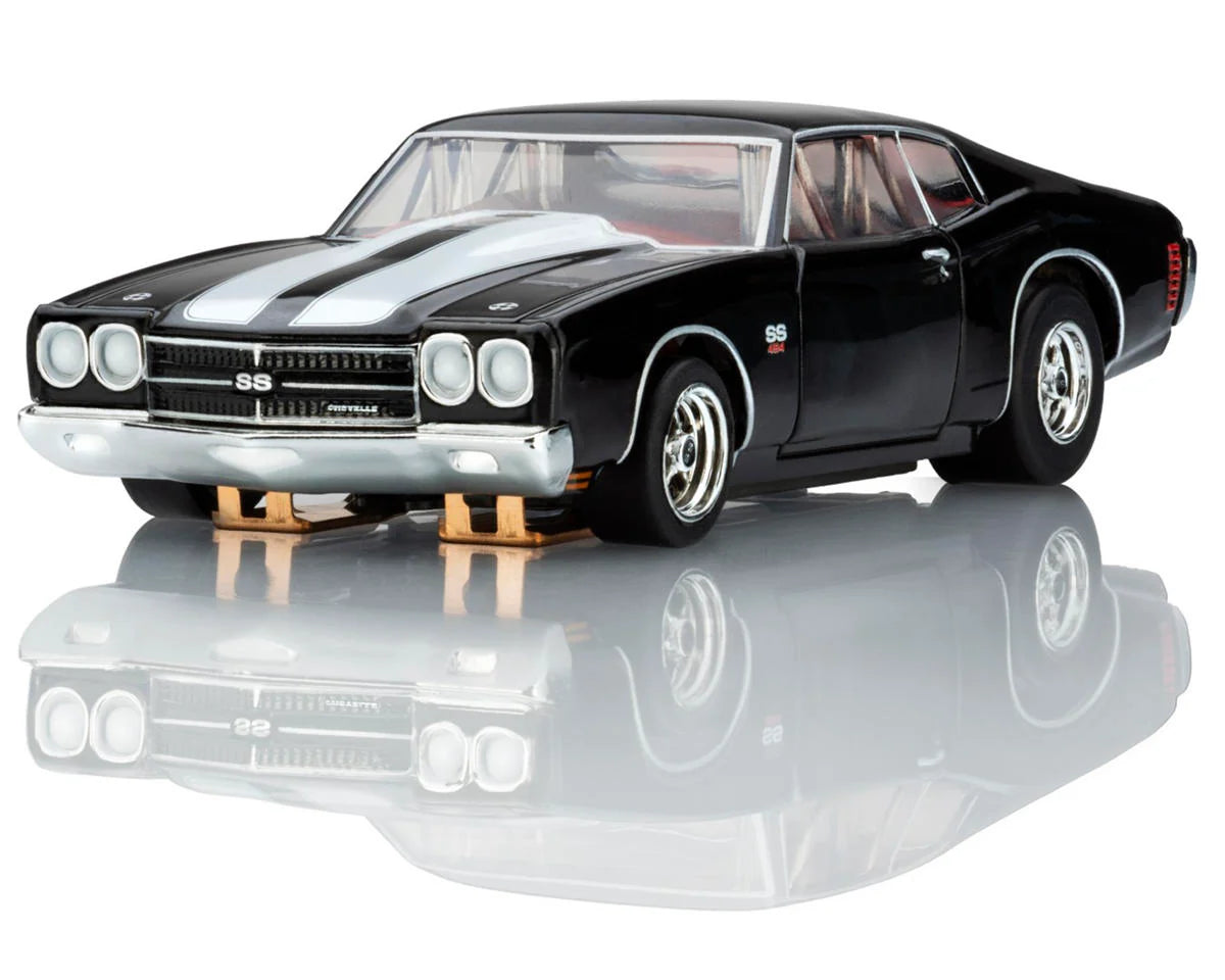 AFX AFX22118 Collector Series 1970 Chevelle LS6 SS 454 HO Slot Car (Black/White) (LWB) (Mega G+)