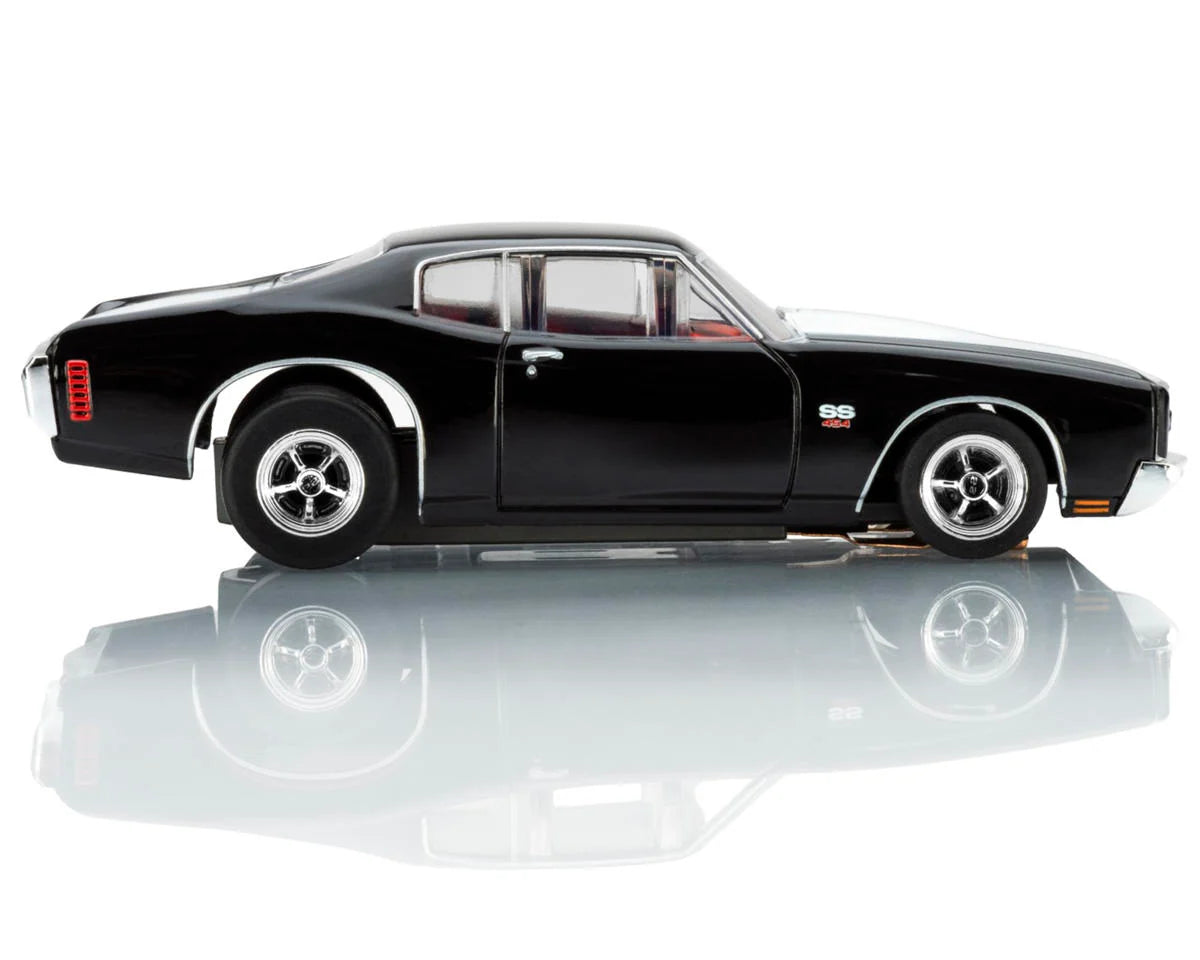 AFX AFX22118 Collector Series 1970 Chevelle LS6 SS 454 HO Slot Car (Black/White) (LWB) (Mega G+)