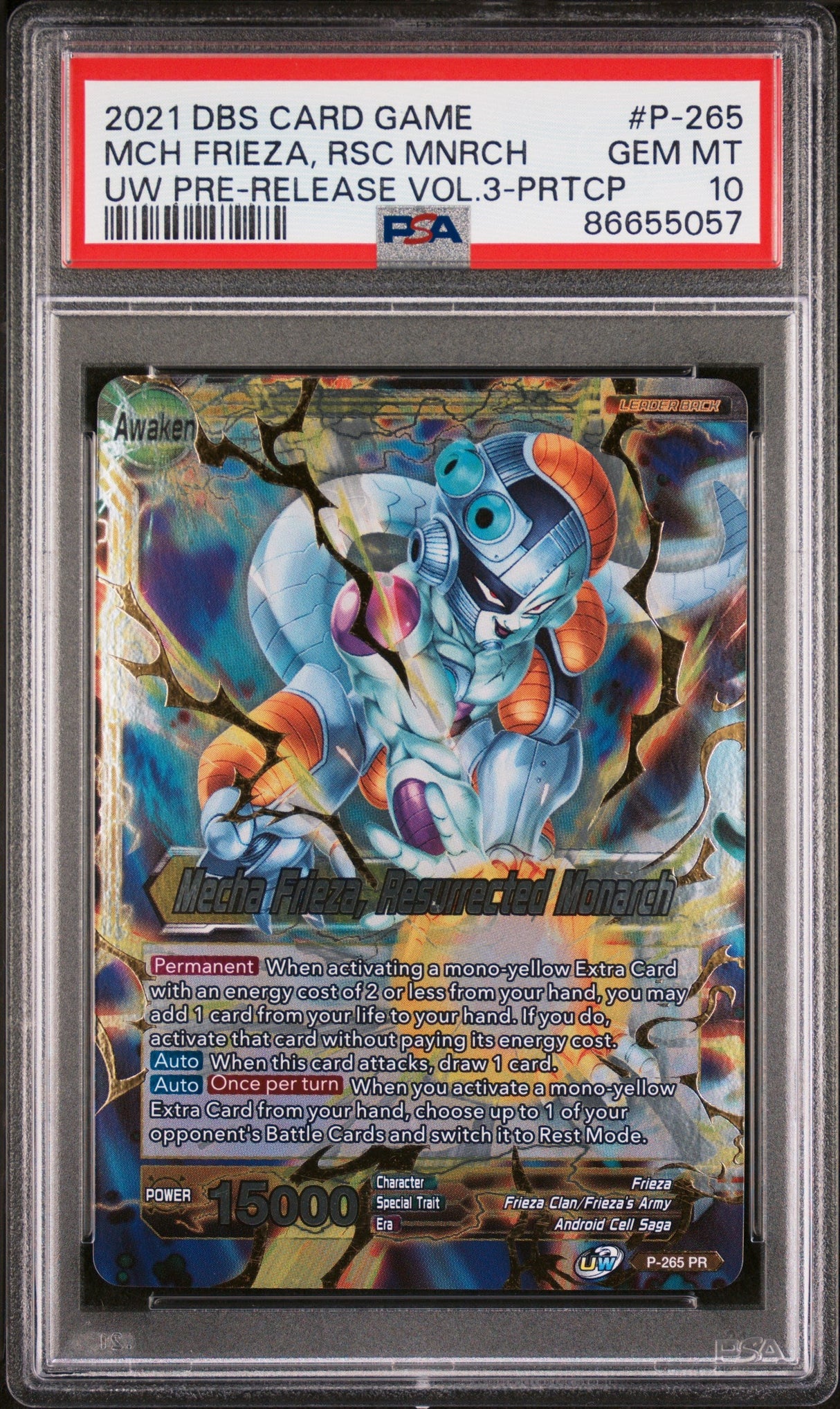 2021 DRAGON BALL SUPER UNISON WARRIOR  MCH FRIEZA, RSC MNRCH #P-265 - PSA 10