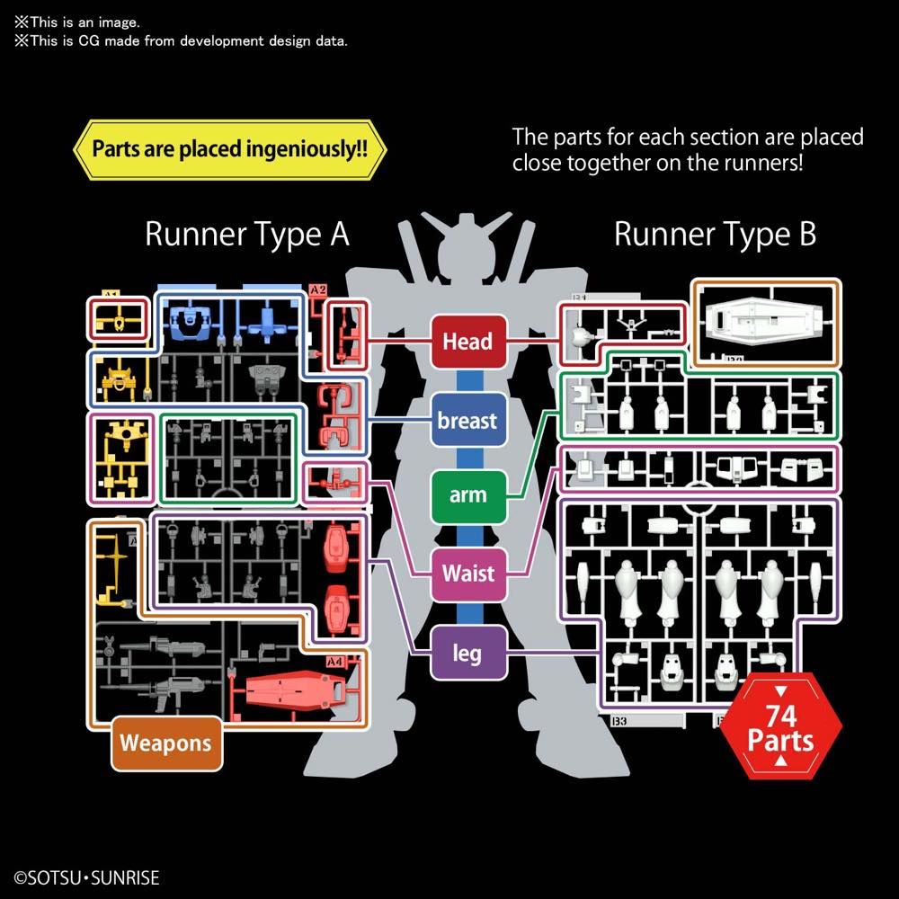 GUNDAM BAN2547940 1/144 EG RX-78-2 Gundam "Mobile Suit Gundam", Bandai Spirits Entry Grade