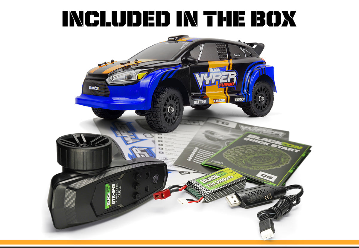 BlackZon BZN540284 Vyper RX Turbo 1/16 4WD 2S Brushless Rally Car - Blue/Orange