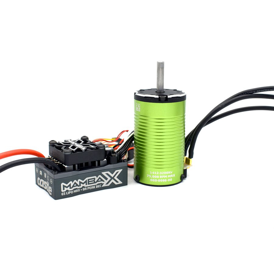 CASTLE CREATIONS 010-0155-15 Mamba X SCT 25.2V Waterproof ESC, 1412-2100KV 5mm Sensored Motor Combo