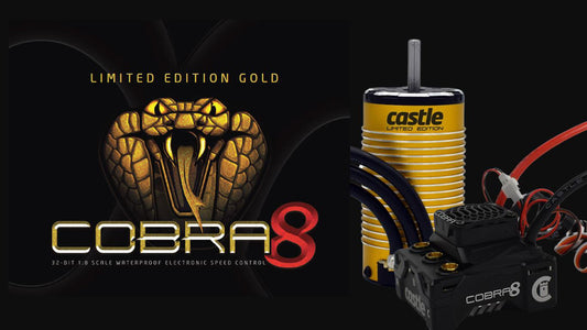 CASTLE CREATIONS 010-0172-04  Cobra 8, 25.2V ESC with Limited Edition Gold 1515-2200kV V2 Sensored Motor