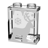 Winter Village Window with Reindeer made 1x2x2 Panel - B3 Customs