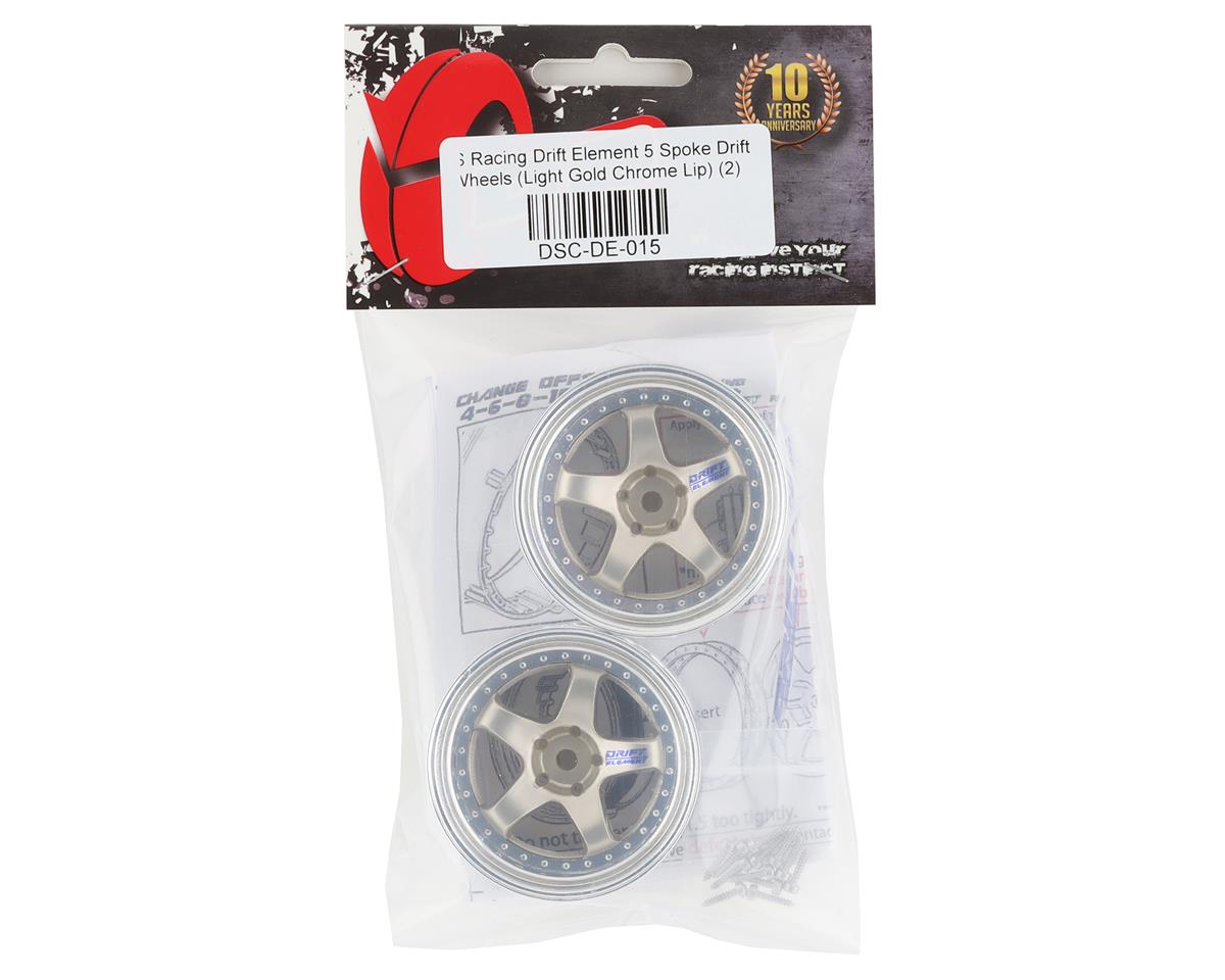 DS Racing DE-015 Drift Element 5 Spoke Drift Wheels (Gold & Chrome) (2)