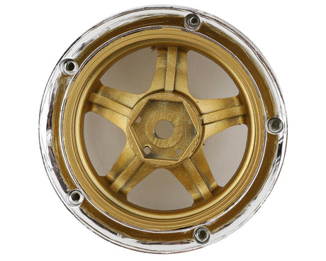 DS Racing DE-018 Drift Element 5 Spoke Drift Wheels (Gold & Chrome w/Gold Rivets) (2)