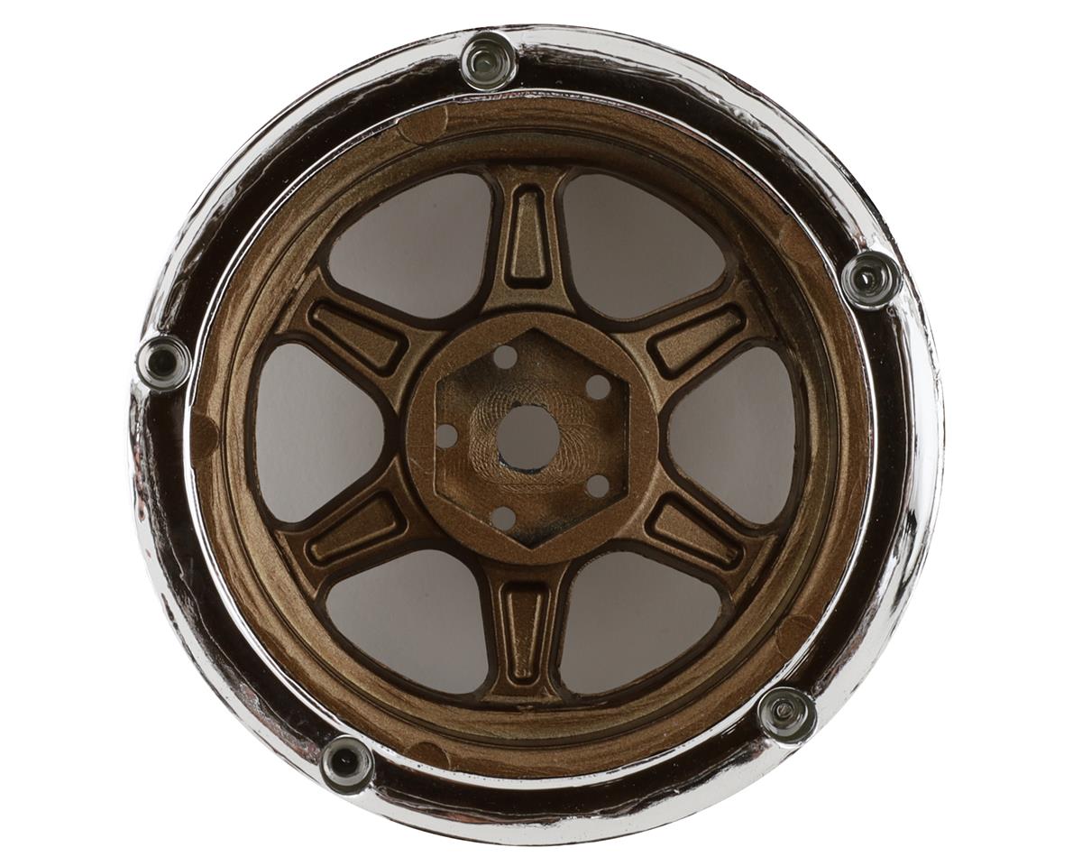 DS RACING DSC-DE-222 Drift Element 6 Spoke Drift Wheels (Bronze & Chrome w/Gold Rivets) (2) (Adjustable Offset) w/12mm Hex