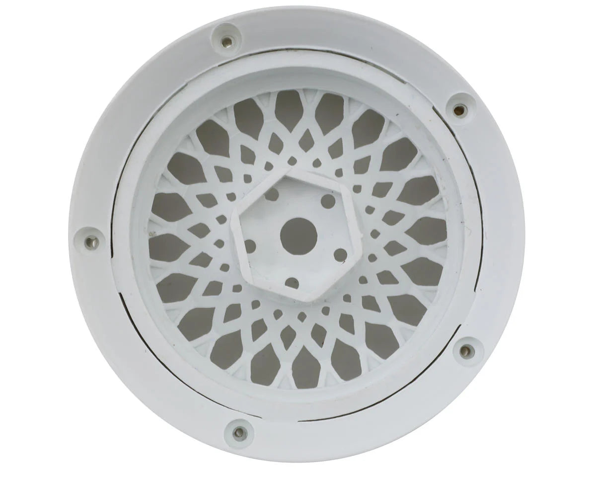 DS Racing DSC-DE-302  Drift Element Mesh Drift Wheels (Triple White w/Black Rivets) (2) (Adjustable Offset) w/12mm Hex