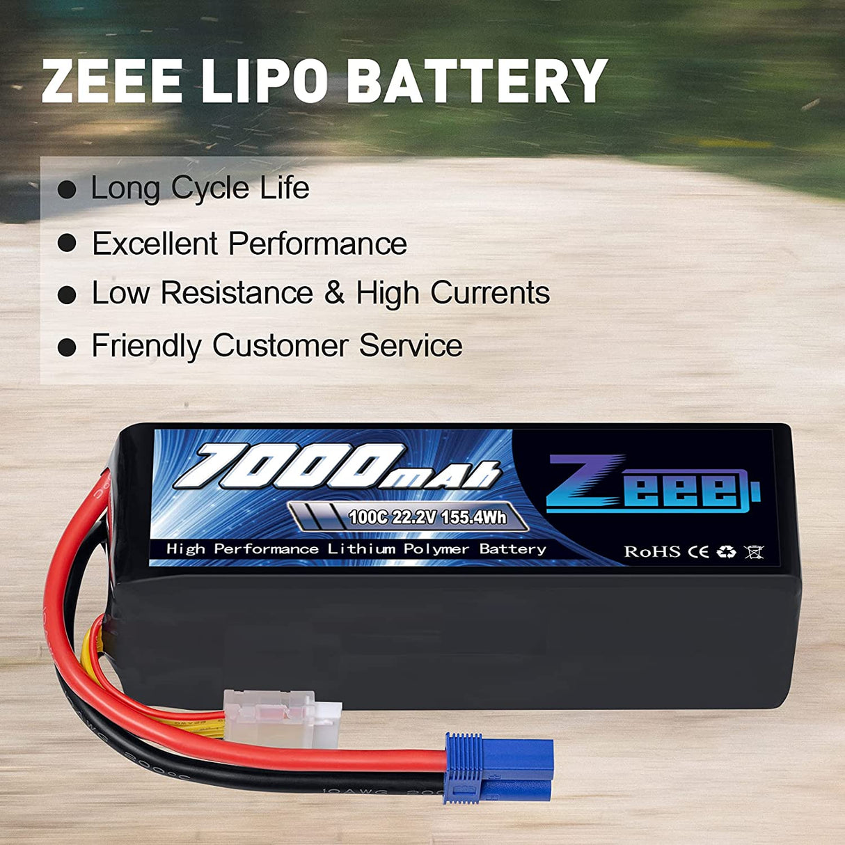 Zeee 6S 7000 mAh 22,2 V 100C avec connecteur EC5 Coque souple