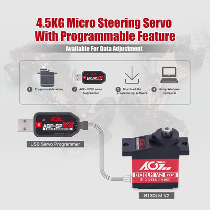 AGFRC B13DLM Sub-Micro Servo Metal Case Titanium Gear 4.5kg HV Mini Servo TRX4M