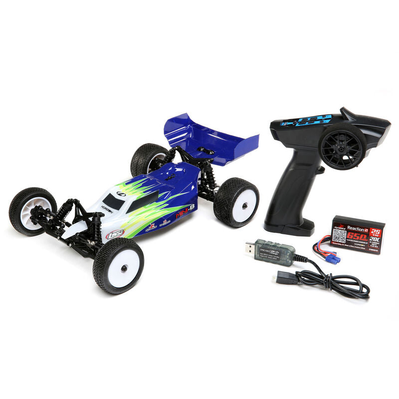 LOSI LOS01016T1 1/16 Mini-B Brushed RTR 2WD Buggy, Blue/White