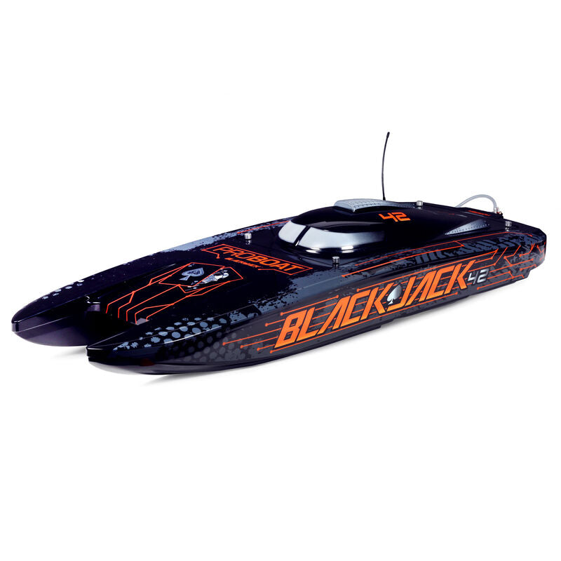 PROBOAT PRB08043T1 Blackjack 42" 8S Catamaran sans balais RTR : Noir/Orange