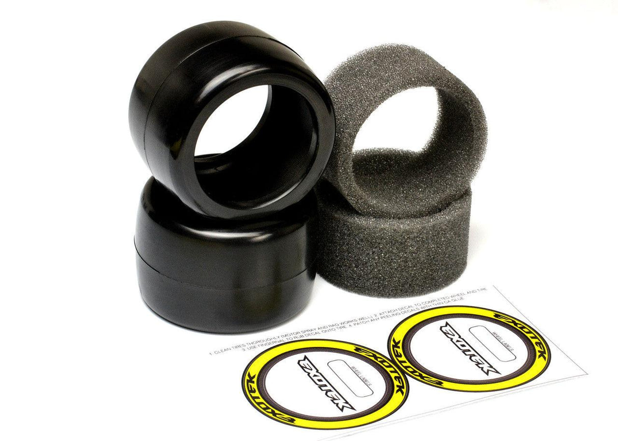 Exotek 2118 F1 1/10 Rear Rubber Tires, 36X, Yellow-Medium