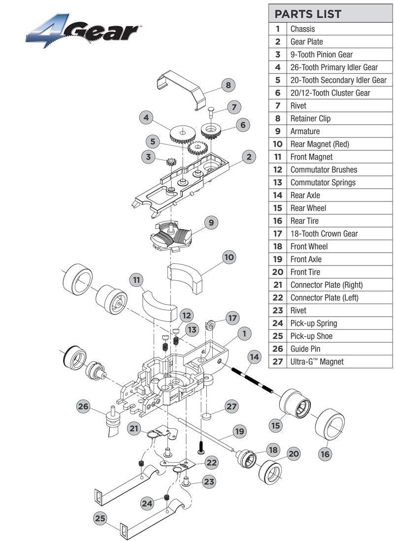 Auto World 4Gear Chassis Tuneup Parts Rivet Ho Slot Car