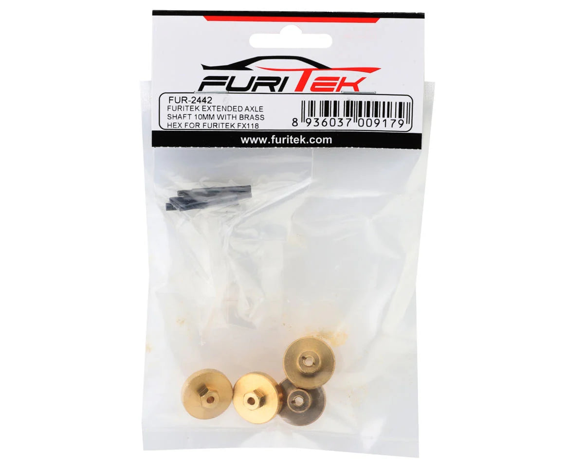 Furitek FX118 Extended Brass Wheel Hex Adapters (10mm) (4) (14.1g)