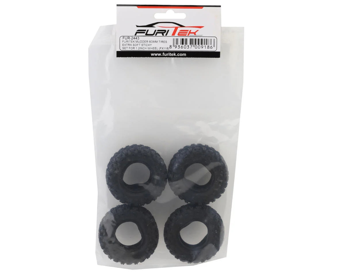 FURITEK FUR-2443 MUDDER 60MM TIRES EXTRA SOFT STICKY SET FOR 1.2INCH WHEEL (FX118)