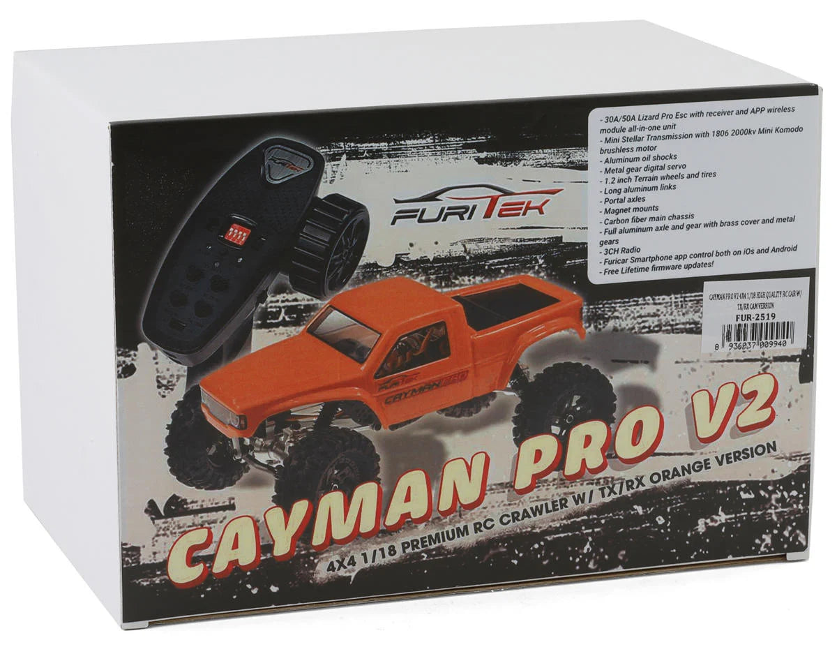 Furitek Cayman Pro V2 4x4 1/18 RTR Comp Micro Rock Crawler w/Brushless Furitek ESC & 2000kV Mini Komodo (Orange)